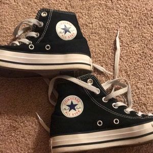size 6 black high top converse
